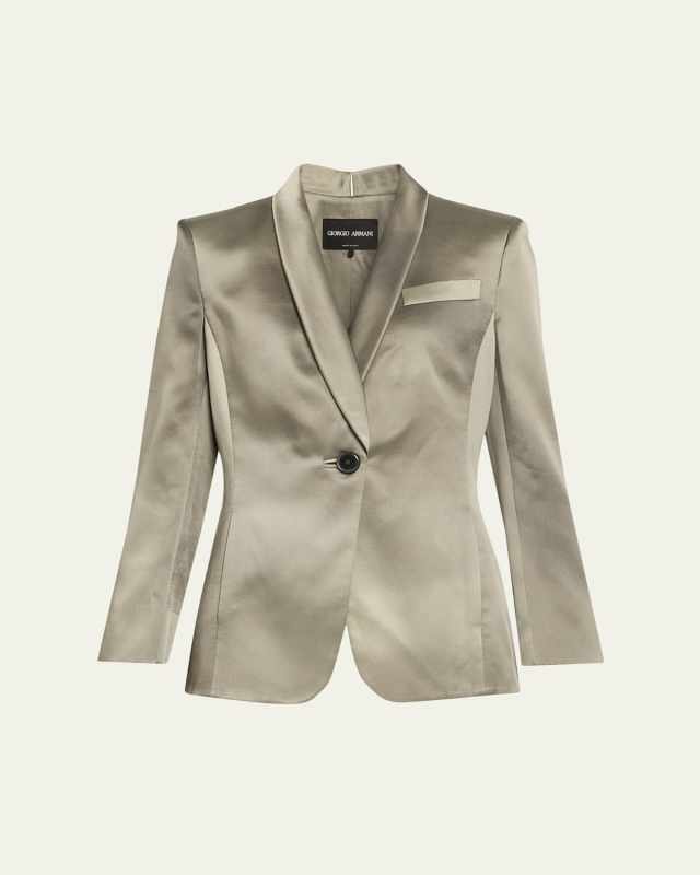 Ombre Satin Single-Breasted Blazer